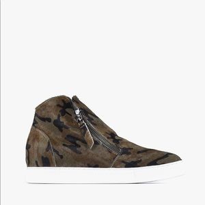 ALL BLACK Calf Fur Camo High Top Sneaker Size 37